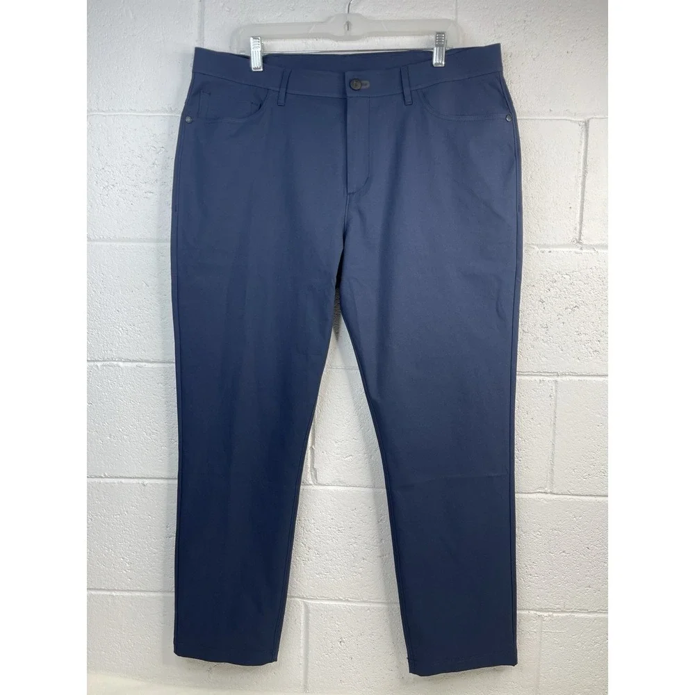 Public Rec All Day Every Day Pants Mens 36x28 Navy Blue 5-Pocket Performance EUC